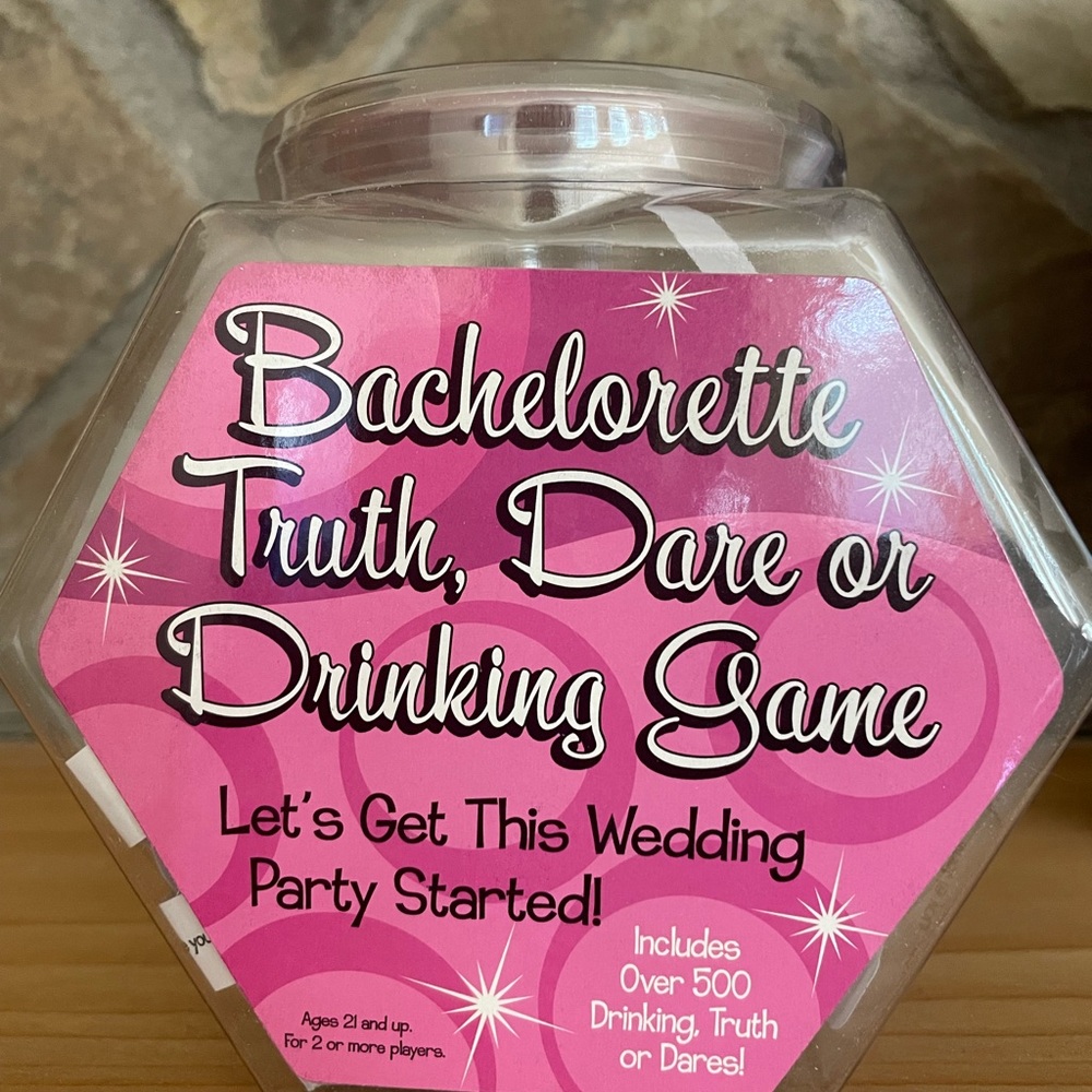 Bachelorette Party items. Wine charms, card game, Truth or dare game. Brand New!